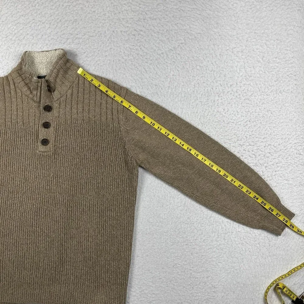 Oscar De La‎ Renta Sweater Mens XL Brown Sherpa Collar Pullover Preppy Workwear